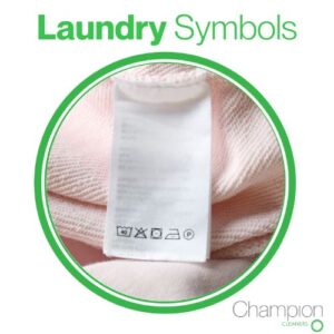 Laundry symbols on a piece of clothing.